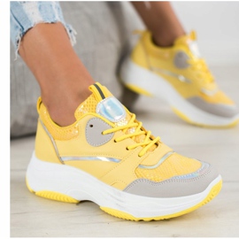 Ideal Shoes Baskets à plateforme décontractées jaune 4