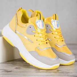 Ideal Shoes Baskets à plateforme décontractées jaune 2