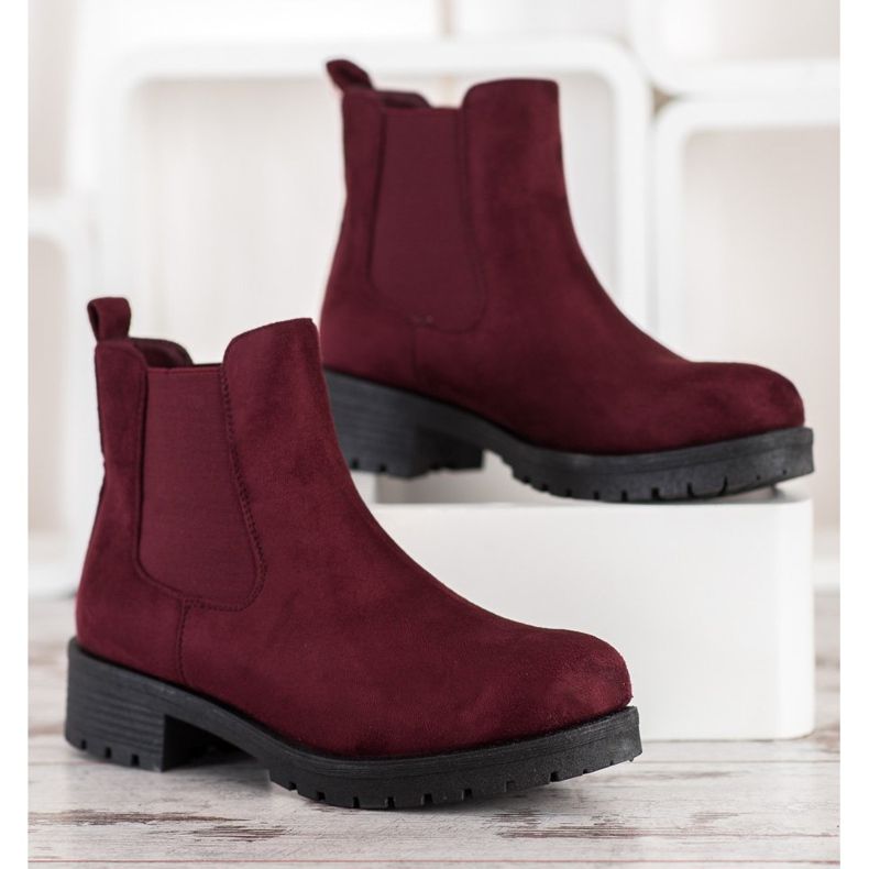 SHELOVET Bottines chelsea bordeaux rouge 1