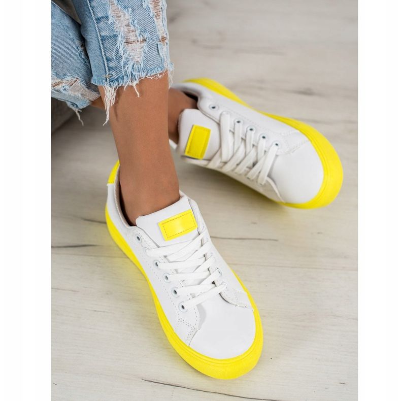 SHELOVET Chaussures à semelle jaune blanc 2