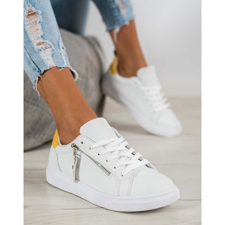 SHELOVET Chaussures de sport avec fermeture éclair blanche 1