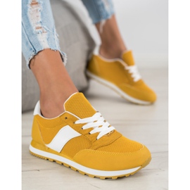 Ideal Shoes Chaussures de sport à lacets jaune 1
