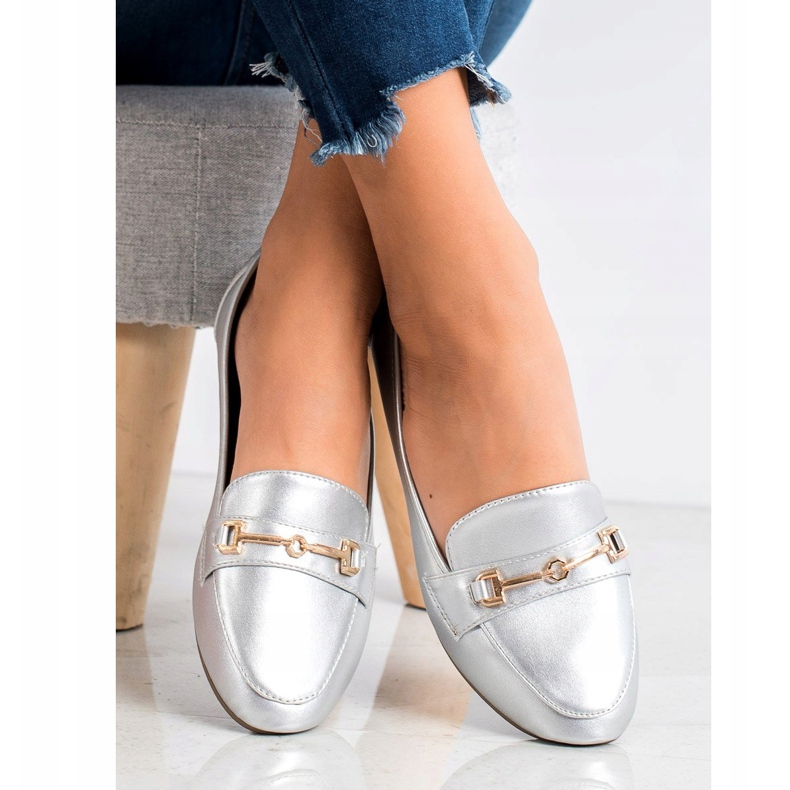 Clowse Chaussures élégantes en cuir écologique argent 1