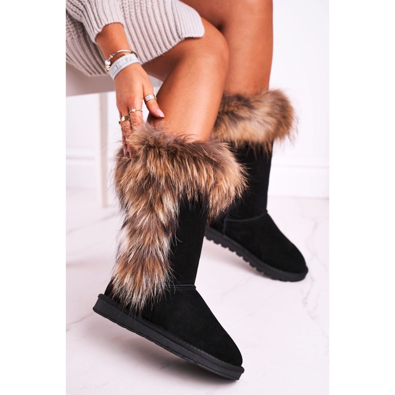 Bottes De Neige Femme Avec Fourrure Avec Fourrure Daim Noir Balvin 1
