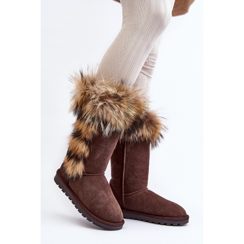 Bottes de neige chaudes en cuir pour femme Camel Balvin brun 1