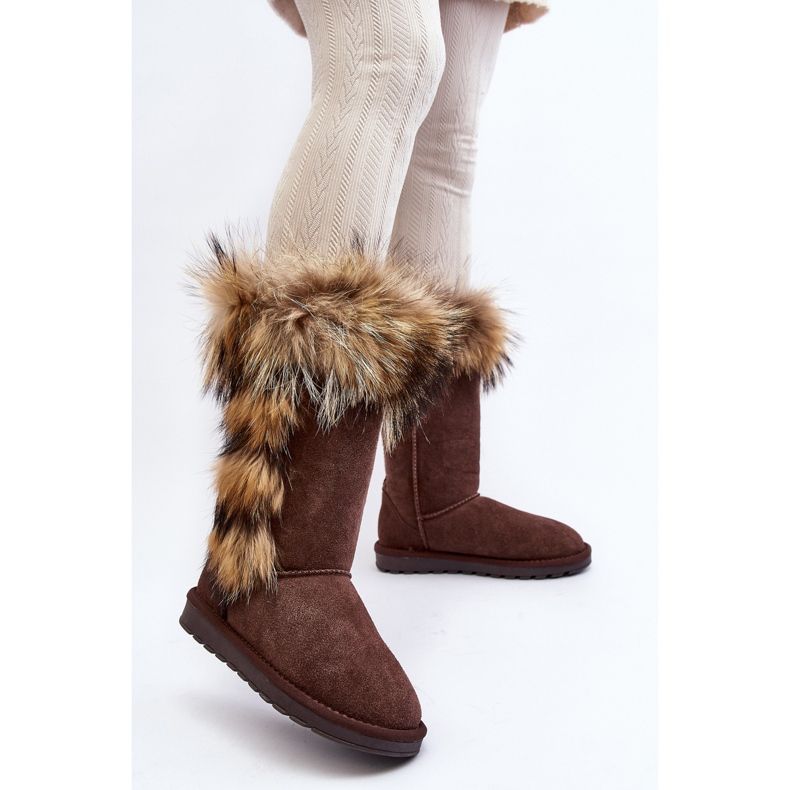 Bottes de neige chaudes en cuir pour femme Camel Balvin brun 2