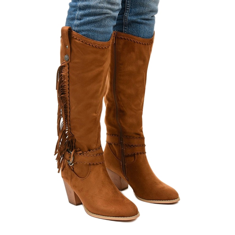 Bottes de cowboy en daim camel Kellyn brun 1