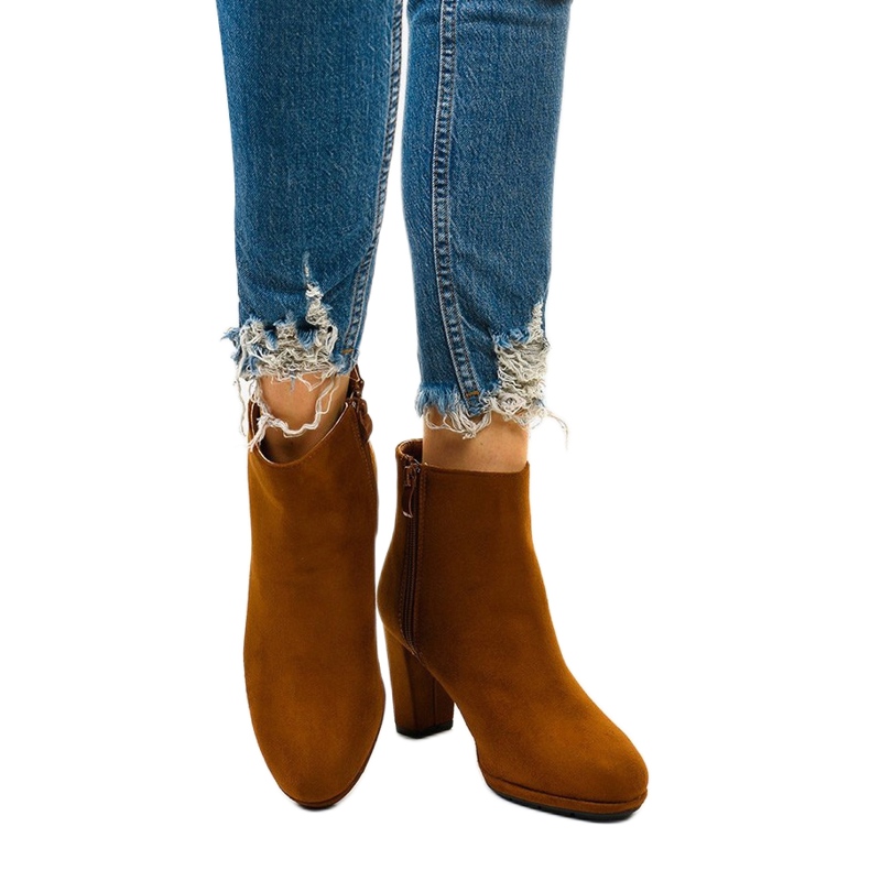 Bottines camel sur le poteau, daim Xentora brun 1