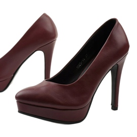 Escarpins marron mat sur un talon Density rouge 1