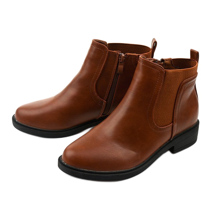 Bottines plates en cuir écologique Fysernessa marron brun 2