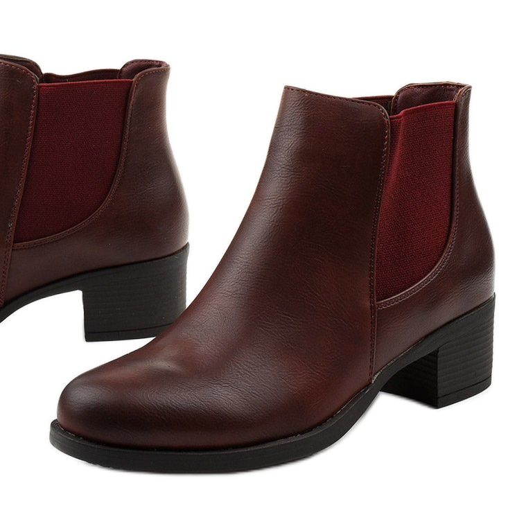Bottines plates Fysernessa bordeaux en éco-cuir rouge multicolore 1