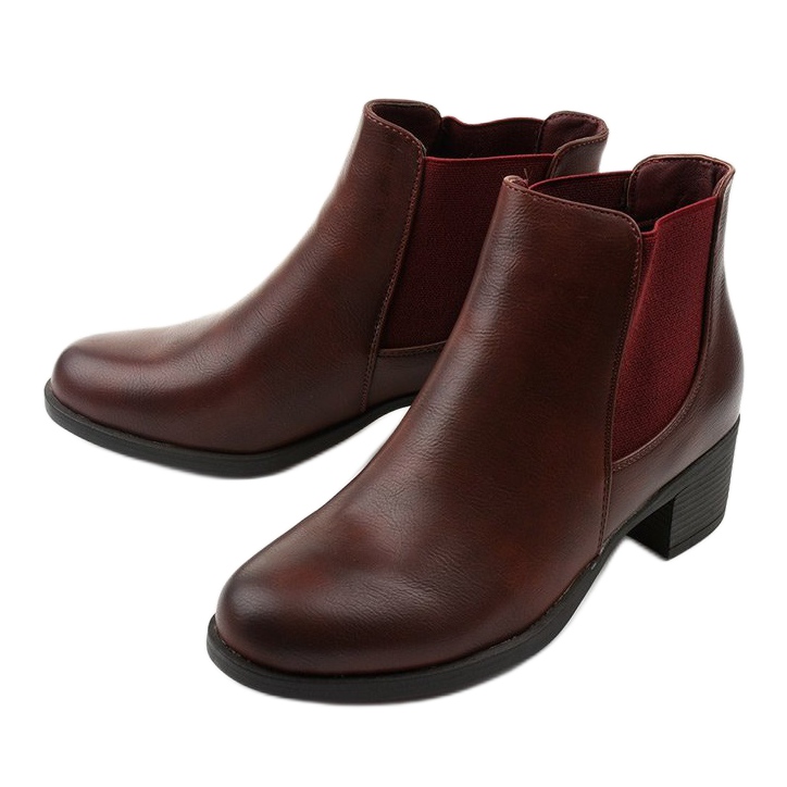 Bottines plates Fysernessa bordeaux en éco-cuir rouge multicolore 2