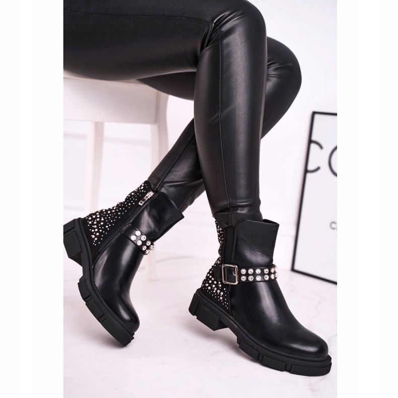 HAN Bottines Femme Avec Cubic Zirconia Noir Giuliana le noir 2