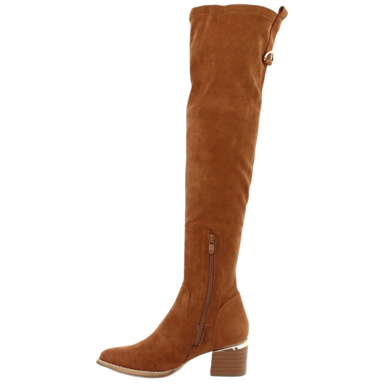 Bottines longues lycra daim Evento 20KZ35-3330 Camel brun jaune 1