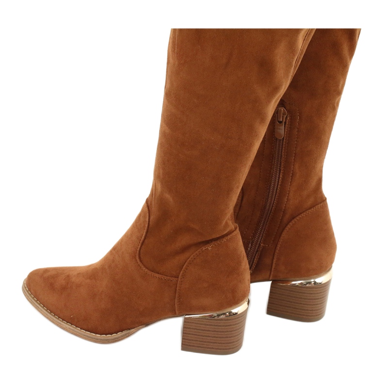 Bottines longues lycra daim Evento 20KZ35-3330 Camel brun jaune 3