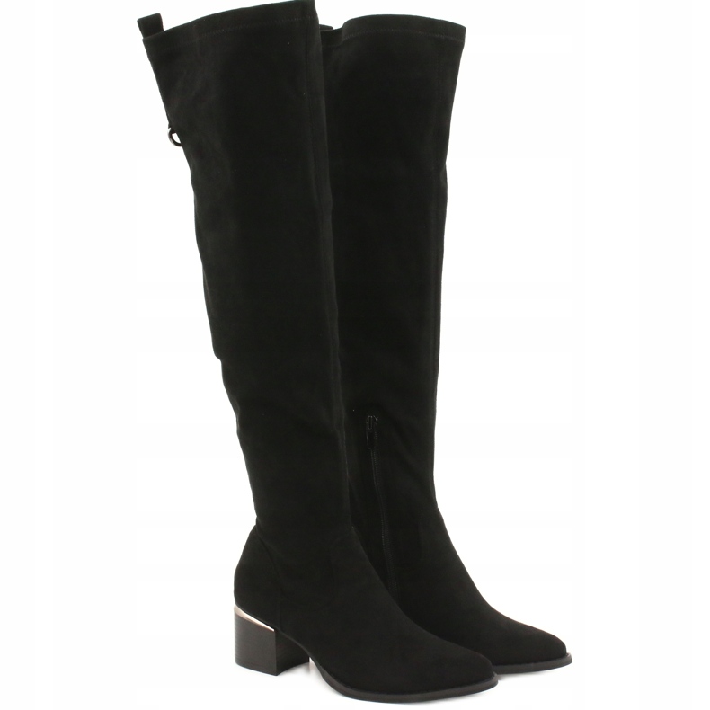 Bottines longues lycra daim Evento 20KZ35-3330 Noir le noir 7
