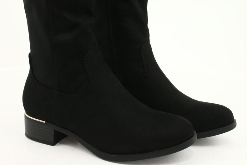 Evento Bottes en daim à boucle dorée noir 4