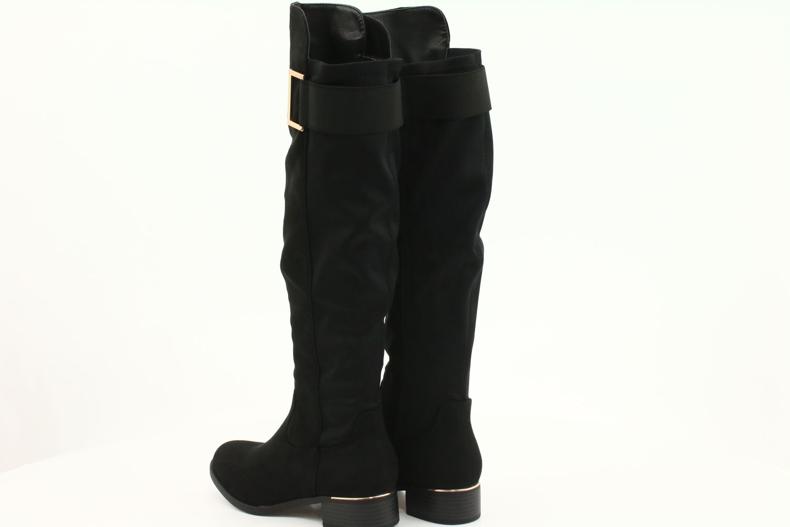 Evento Bottes en daim à boucle dorée noir 3