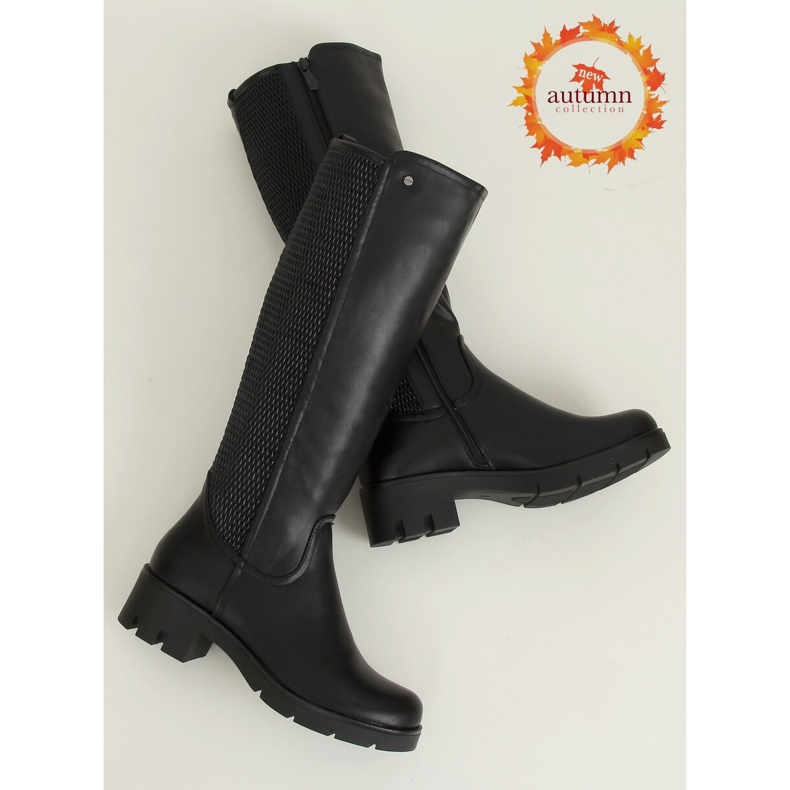 Bottines noires à semelles hautes 6286-1 Noir 1