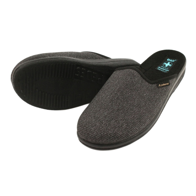 Chaussons pour hommes Adanex 24142 le noir gris 3