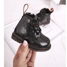 FRROCK Bottines Enfant Chaud avec une fermeture éclair Laqué Glitter Noir Mistor le noir 3