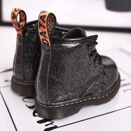 FRROCK Bottines Enfant Chaud avec une fermeture éclair Laqué Glitter Noir Mistor 1