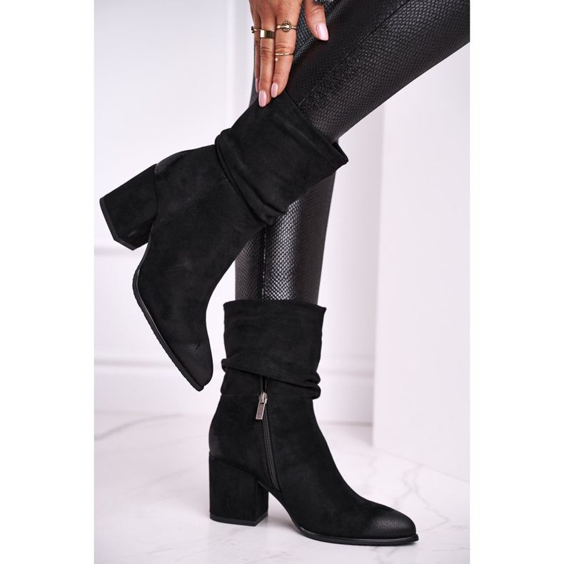 Vinceza Bottines Femme Talon Eco-Suède Noir Up Side 2
