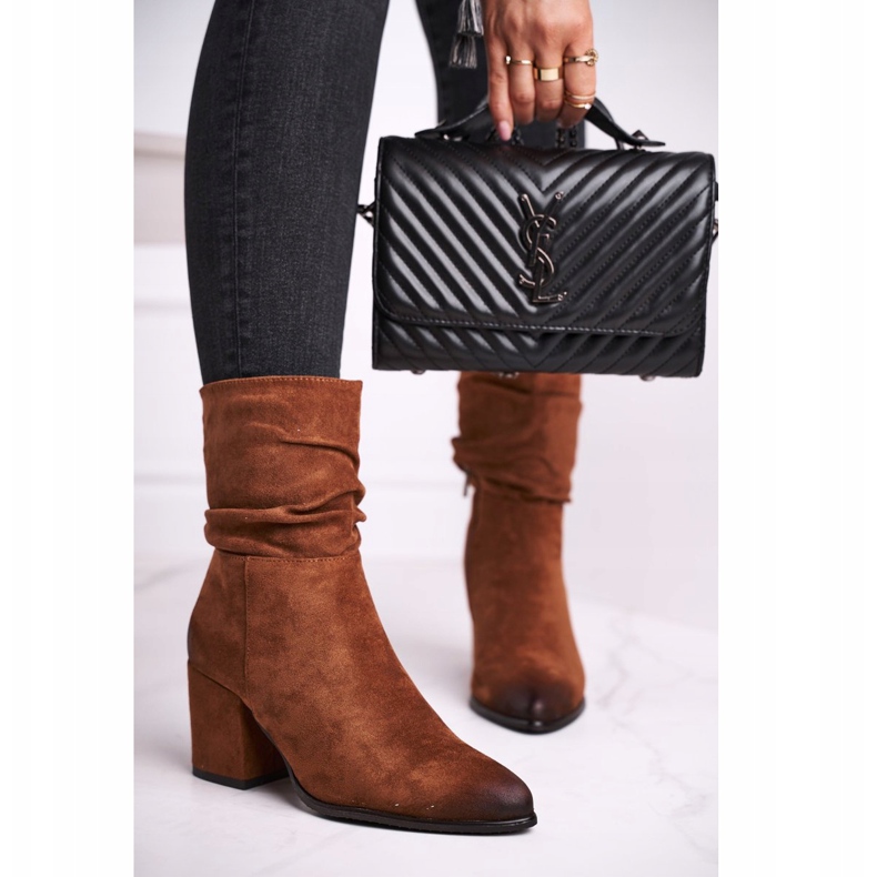 Vinceza Bottes latérales en daim écologique pour femmes Camel Up à talon brun 2