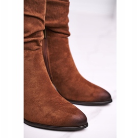 Vinceza Bottes latérales en daim écologique pour femmes Camel Up à talon brun 4