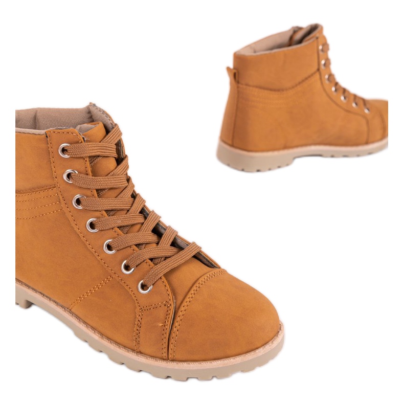 Bottines à lacets camel BK-77 jaune 1