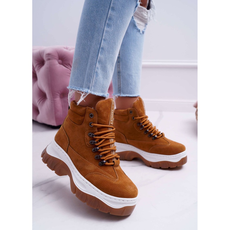 SEA Chaussures de trekking Trappeurs Femme Camel Greem brun 1