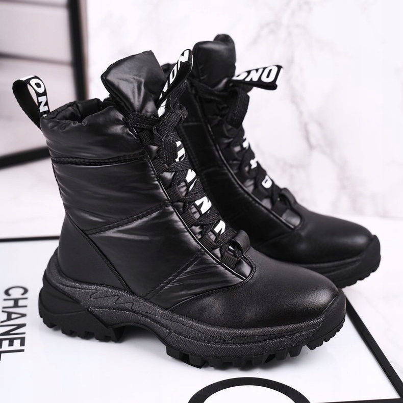Apawwa Bottes de Neige Enfant Fourrées Noir Grantes 2