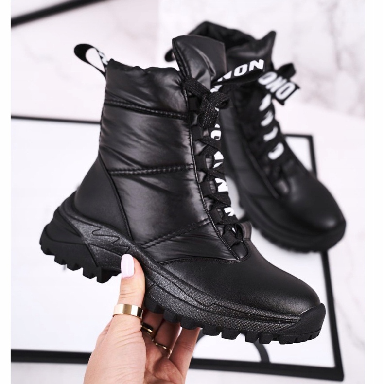 Apawwa Bottes de Neige Enfant Fourrées Noir Grantes 1