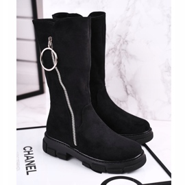 Apawwa Bottes Hautes Enfant Suede Warmed Noir Norabel 2