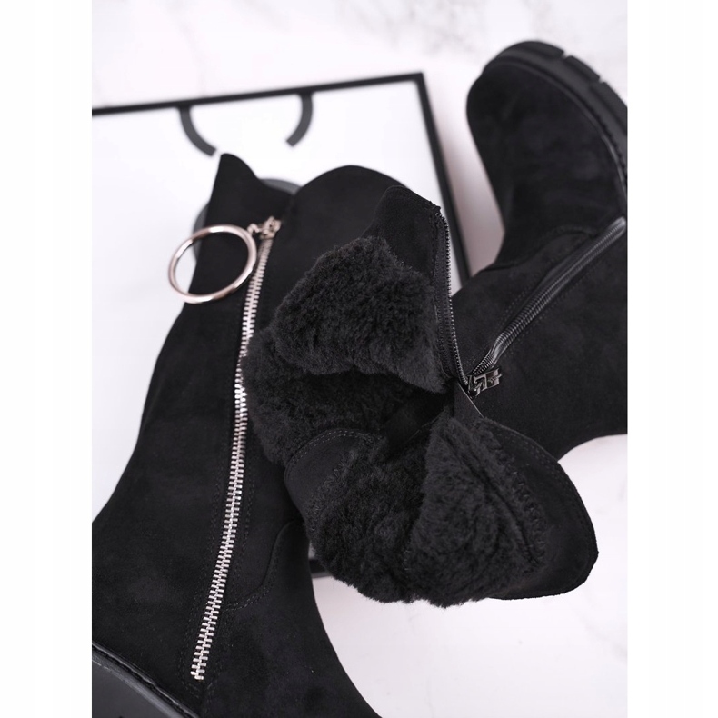 Apawwa Bottes Hautes Enfant Suede Warmed Noir Norabel 1