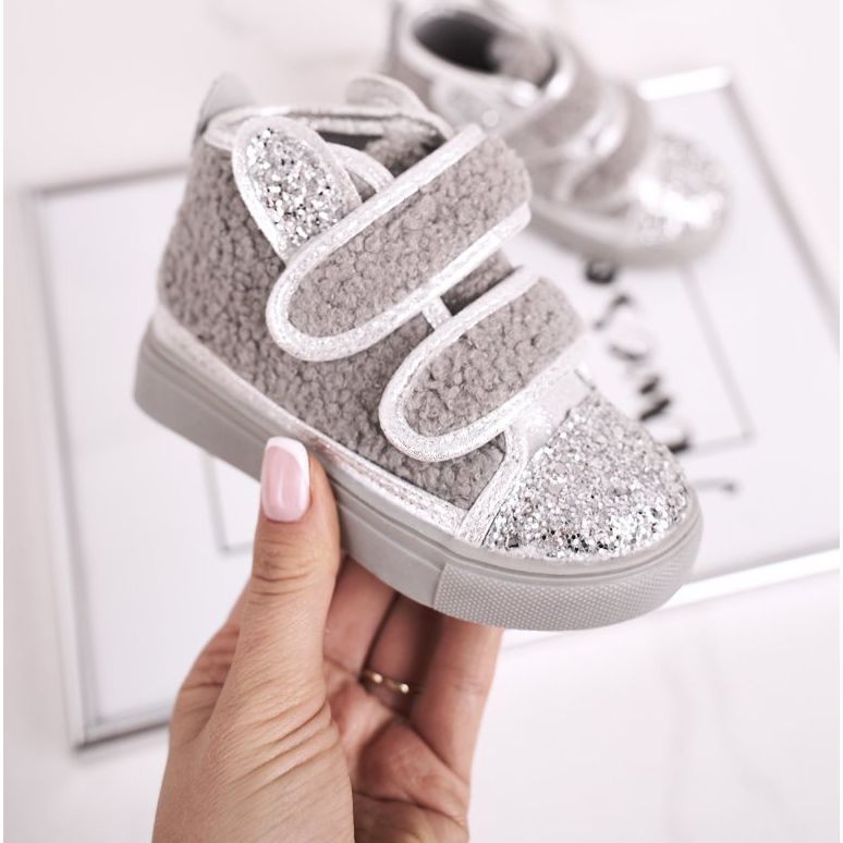 FRROCK Baskets Enfant High Warm Gris Clifford argent 1