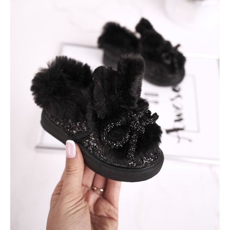 FRROCK Baskets noires Mumi Warm pour enfants 1