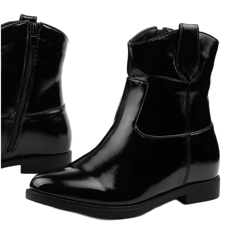 Bottes isolées noires avec un coin caché en éco-cuir Leafoak 1