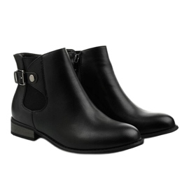 Bottines plates noires avec une bande élastique et une fermeture éclair 20Y8035-1 le noir 2