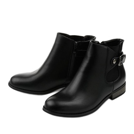 Bottines plates noires avec une bande élastique et une fermeture éclair 20Y8035-1 le noir 3