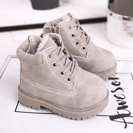 FRROCK Bottes de Trappeur Chaudes Enfant Gris Dexter 1