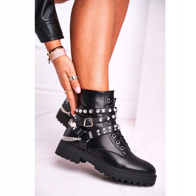 FB2 Bottines Femme Warm Jets Chaines Black Desire le noir 1