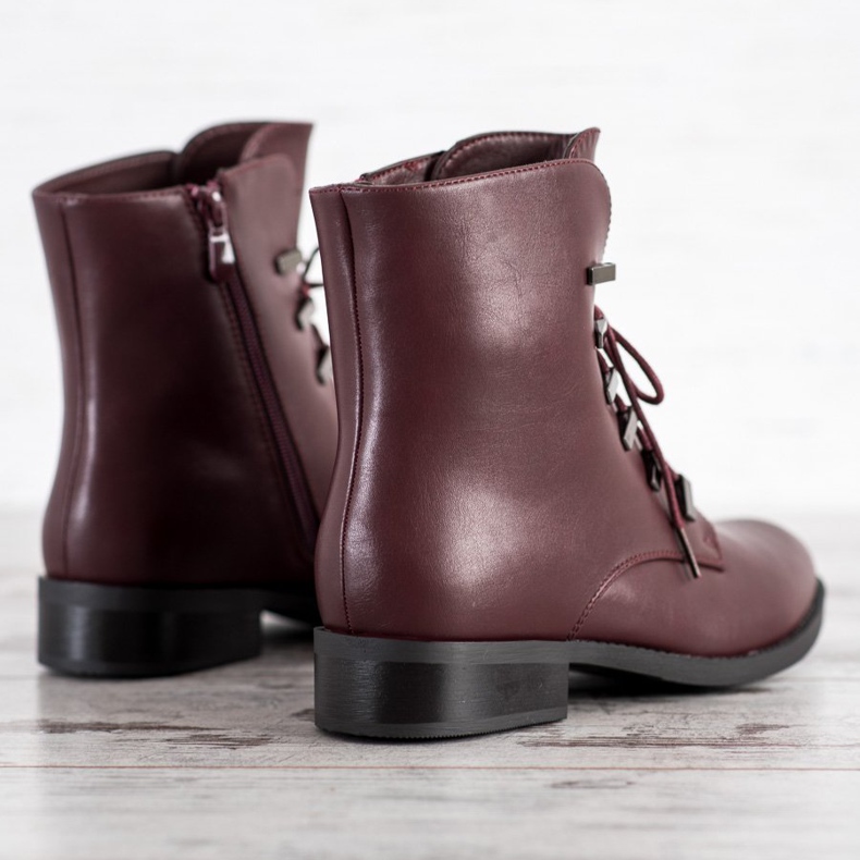 SHELOVET Bottines bordeaux classiques rouge 1