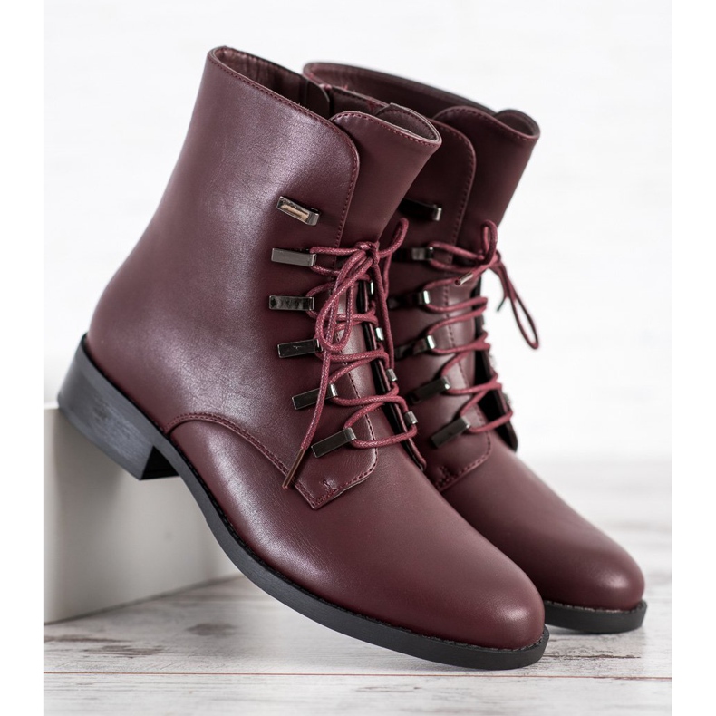 SHELOVET Bottines bordeaux classiques rouge 2