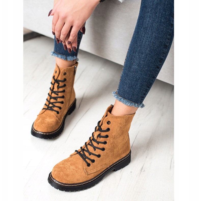 Small Swan Trappeurs en daim chameau brun 1