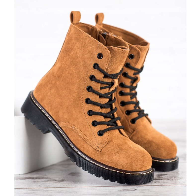 Small Swan Trappeurs en daim chameau brun 2