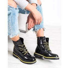 Goodin Trappeurs vernis le noir jaune 3