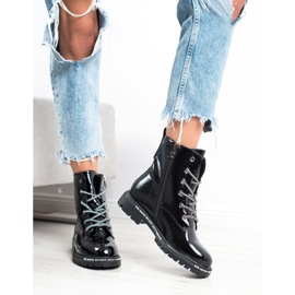 Goodin Trappeurs vernis blanc noir 1