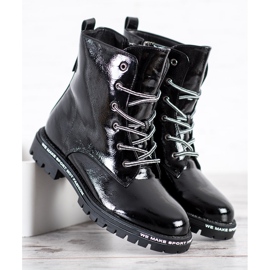 Goodin Trappeurs vernis blanc noir 2