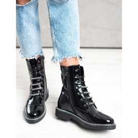 Goodin Bottines laquées à lacets noir 1